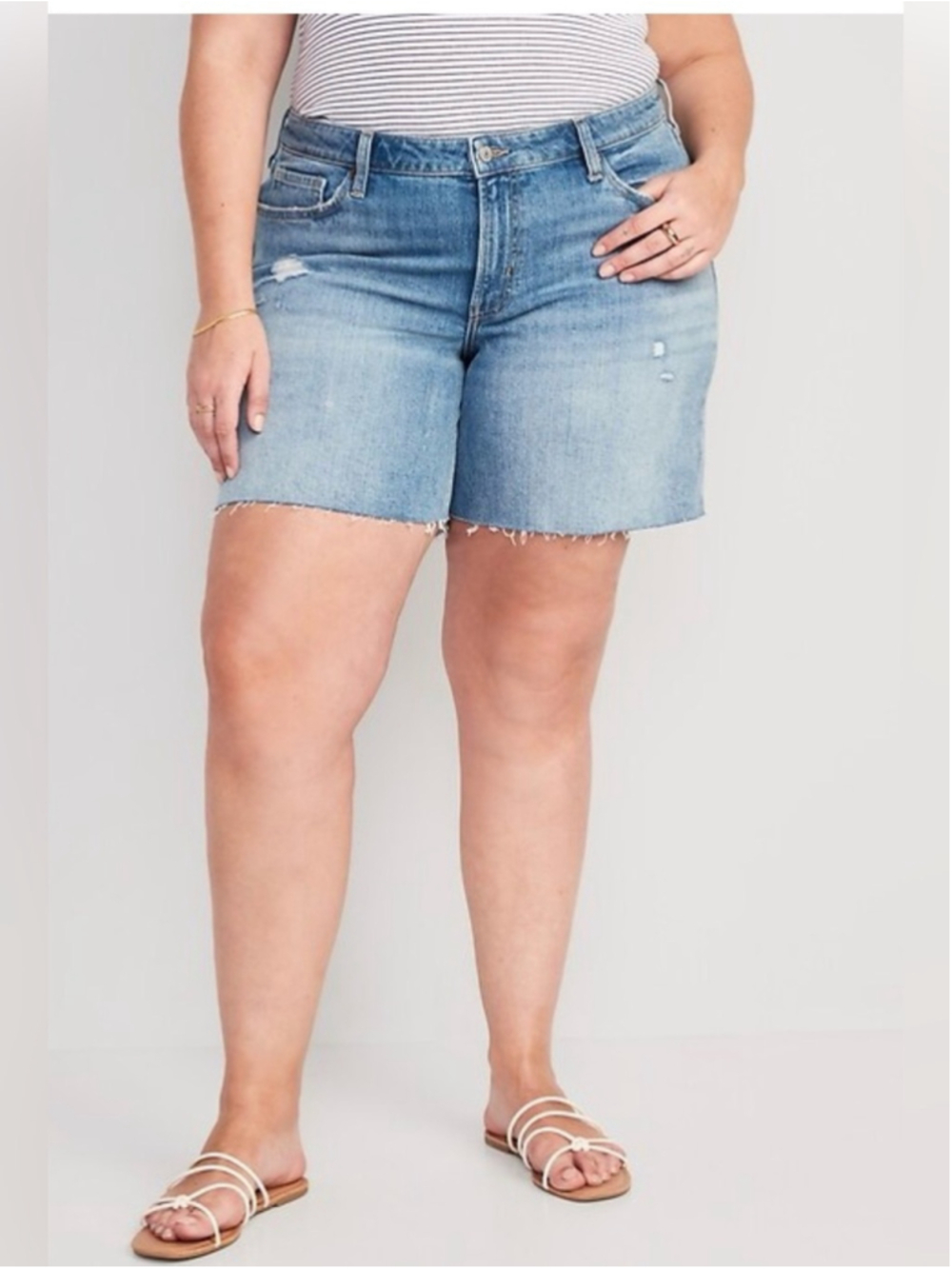 Old Navy Mid-Rise OG Loose Ripped Cut-Off Jean Shorts 7-inch inseam Nala size 22